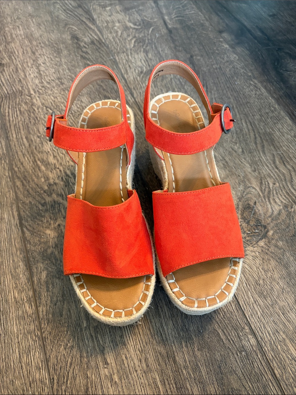 Universal Thread Orange Suede Espadrille Wedge Sandals